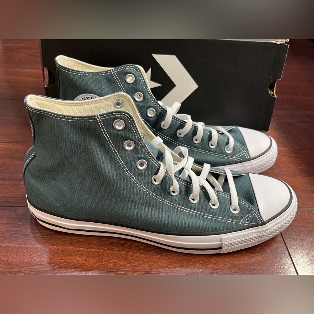 Mens 13 Converse CTAS Hi Top Canvas Shoe Sneaker True Nature Green New A10536F - Picture 6 of 16
